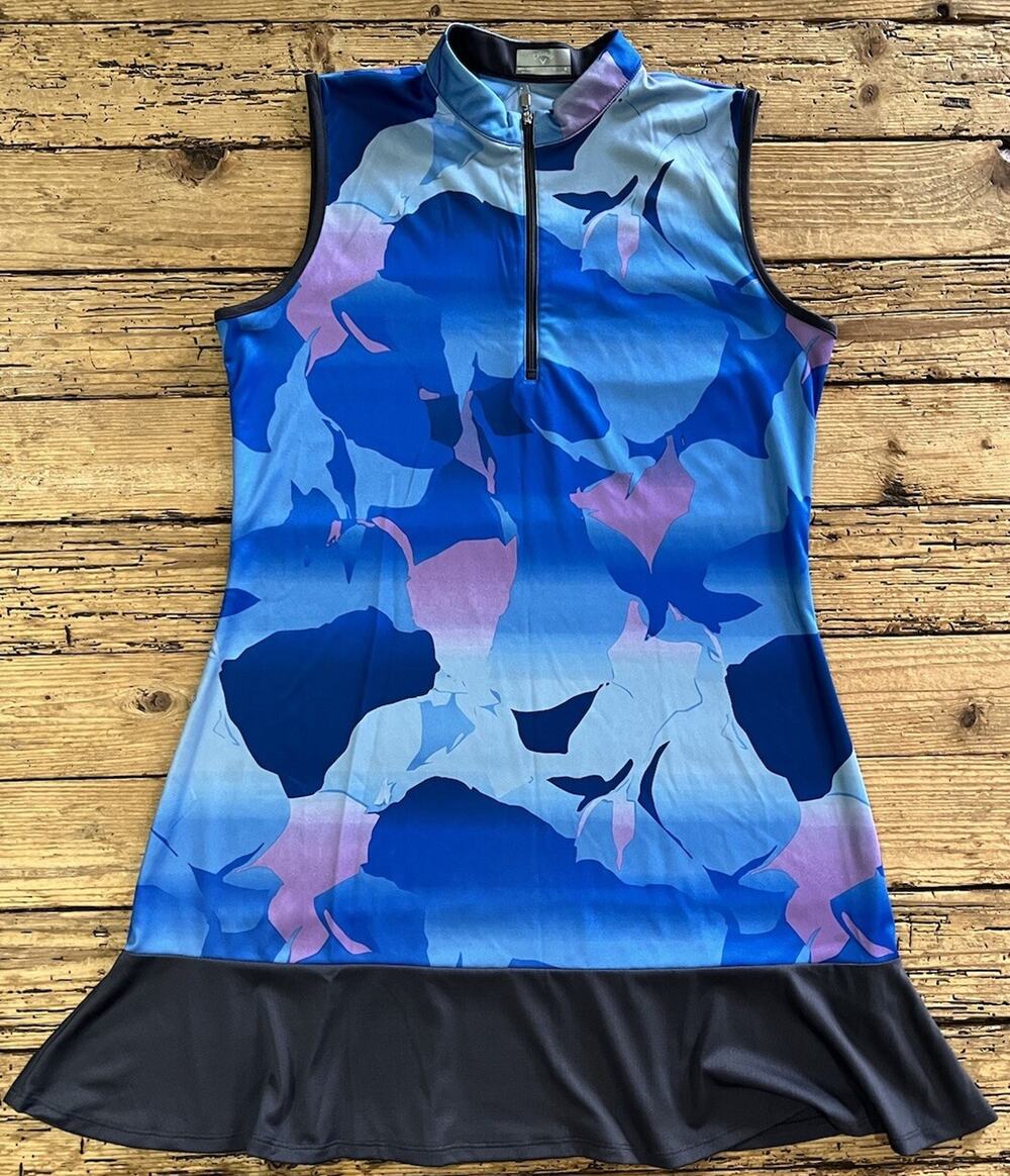 Callaway Blue Sea Star Opti Dri Tank Dress Women’s Size L NWT